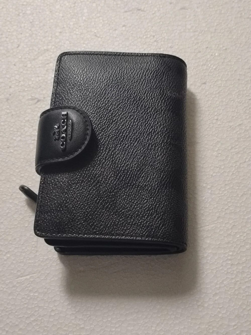 Coach Black Pebbled Leather Key & Card Organizer Wallet